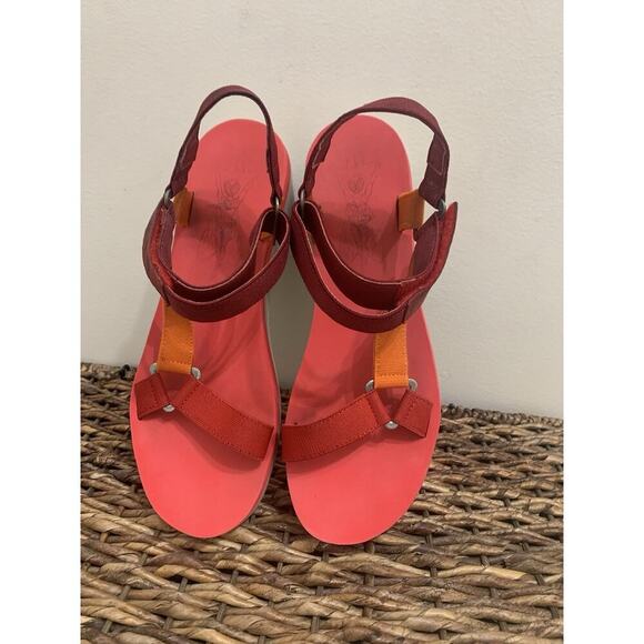 Fly London Yefa Multi Platform Strap Sandal Summer Vacation 9/ 9.5 Spicy Red - Picture 11 of 12